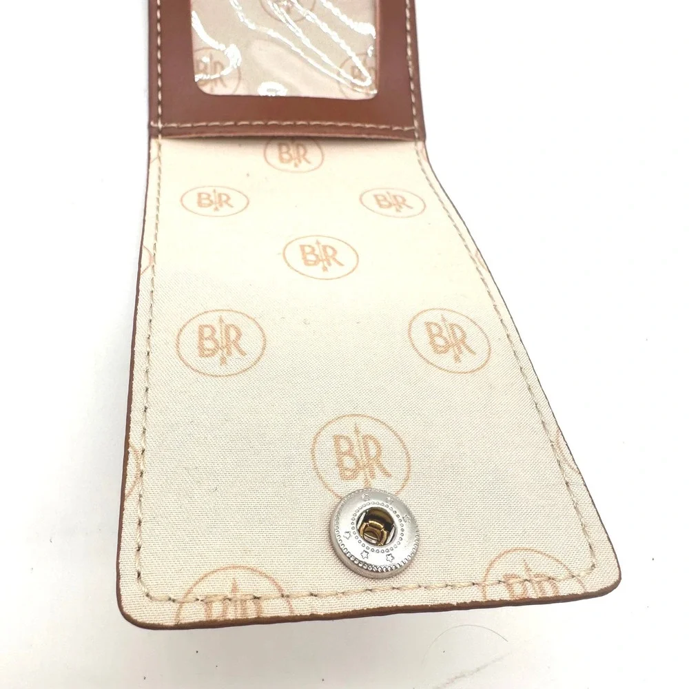 Banana Republic Brown Leather Luggage Tag Heritage BR Logo Travel ID Holder